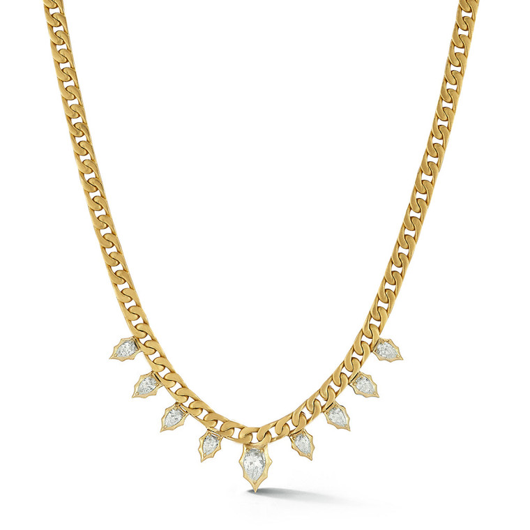 Jade Trau 18K Yellow Gold Hanging Envoy Curb Necklace, 18"