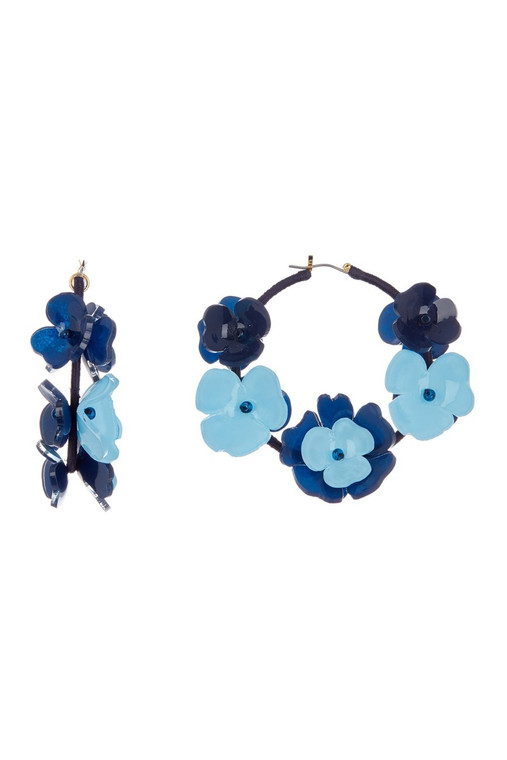 Acrylic bluish-grey flower hoop earrings – Salty Accessories