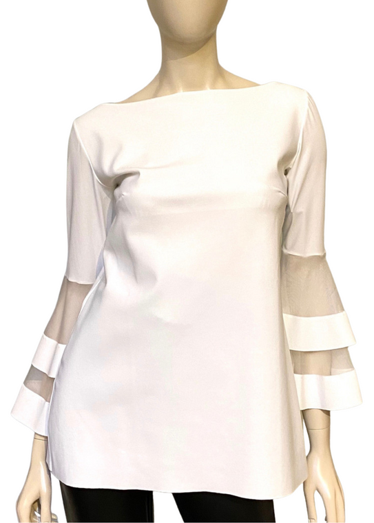 Chiara Boni La Petite Robe Natty Organza Top in White, Size 42/48