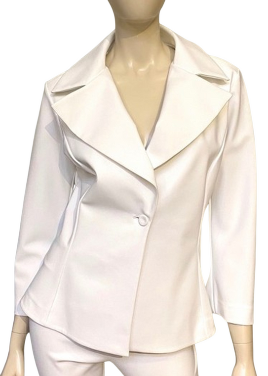 Chiara Boni La Petite Robe Gegena Jacket in White, Size 50/52