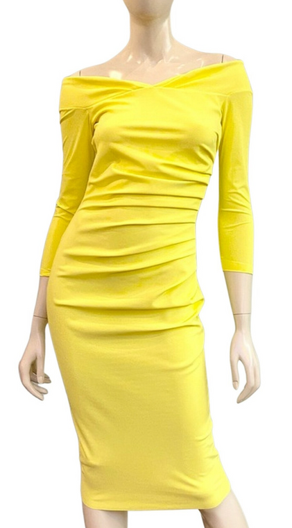 Chiara Boni La Petite Robe Suzie Dress in Lemon, Size 42
