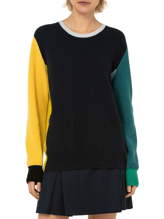 Akris Colorblock Crewneck Sweater, Size 6