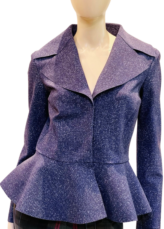 Chiara Boni La Petite Robe Britta Print Jacket in Donegal Blue, Size 44