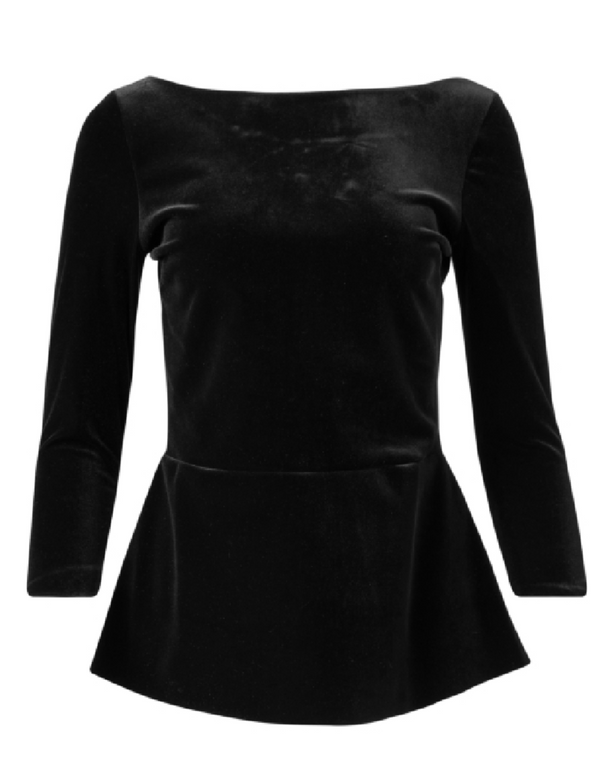 Chiara Boni La Petite Robe Pieranna Velvet MM Top in Black, Size 40/42/44/46