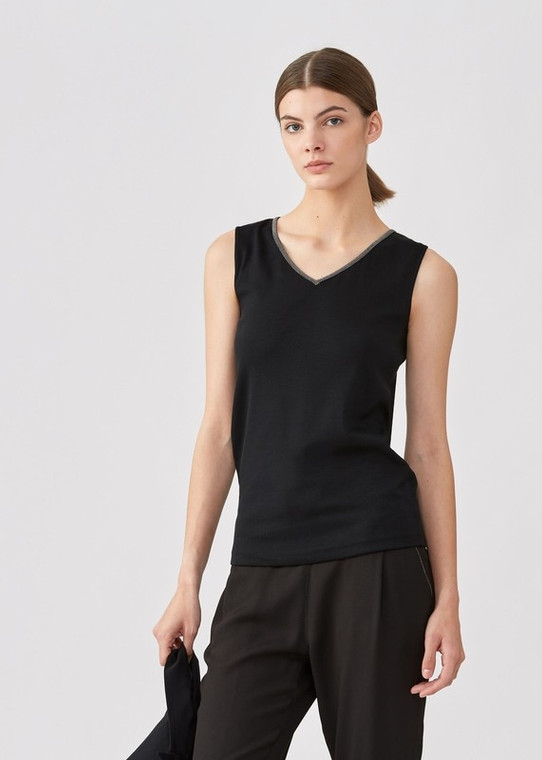 Fabiana Filippi Jersey Tank Top in Black, Size 44