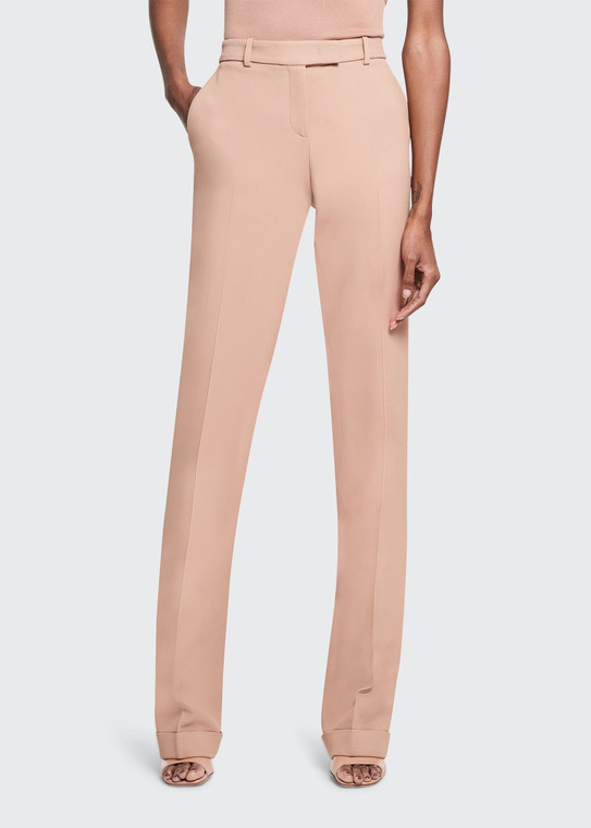 Michael Kors Carolyn Flat Front Cuffed Leg Trousers in Suntan