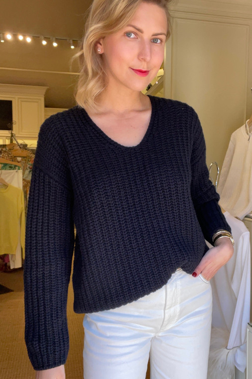 Iris Von Arnim Anthea Cashmere Sweater in Navy, Size Small