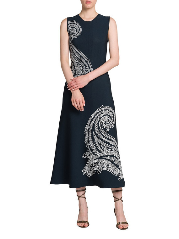 Etro Sleeveless Paisley Knit Midi Dress, Size 42