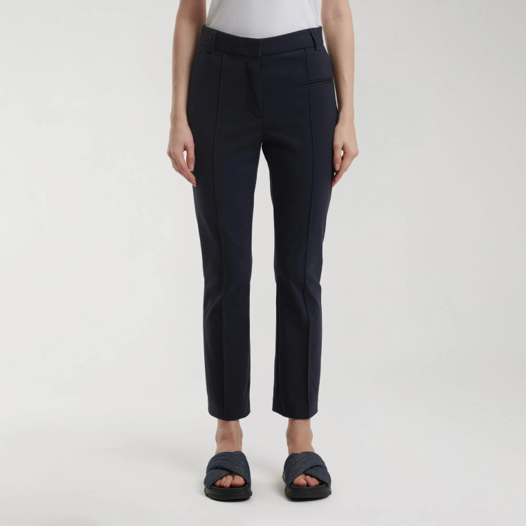 ファビアナフィリッピのパンツ Fabiana Filippi Cotton Skinny Trousers in Blue Ink