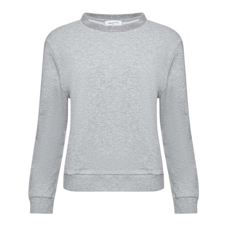 Fabiana Filippi Long Sleeve Embellished Collar Sweatshirt in Granite