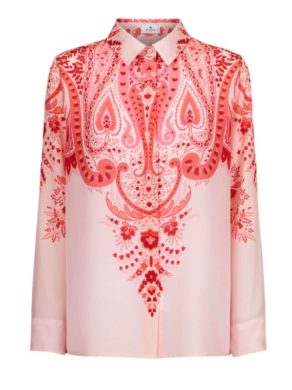 Etro Floral Paisley Silk Shirt in Red