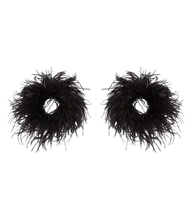 Lapointe Feather Cuffs in Black