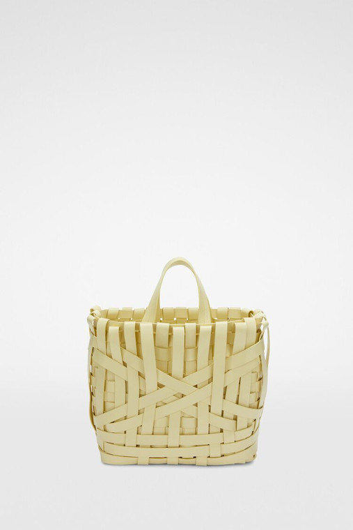 Jil Sander Woven Tote Medium in Pastel Yellow