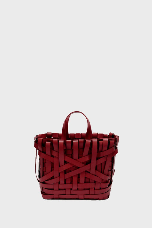 Jil Sander Woven Tote Medium in Maroon