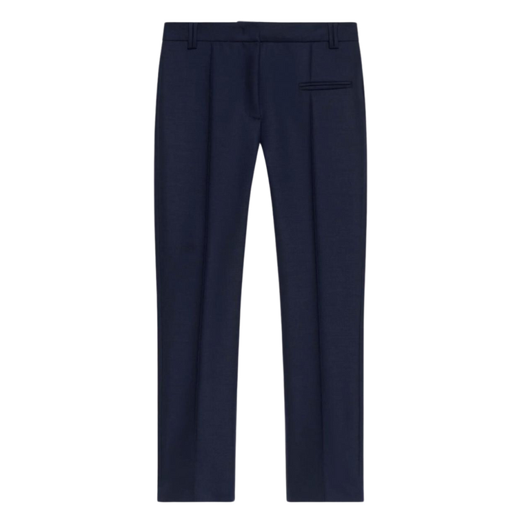 Fabiana Filippi Stretch Wool Skinny Pants in Night Blue, Size 46