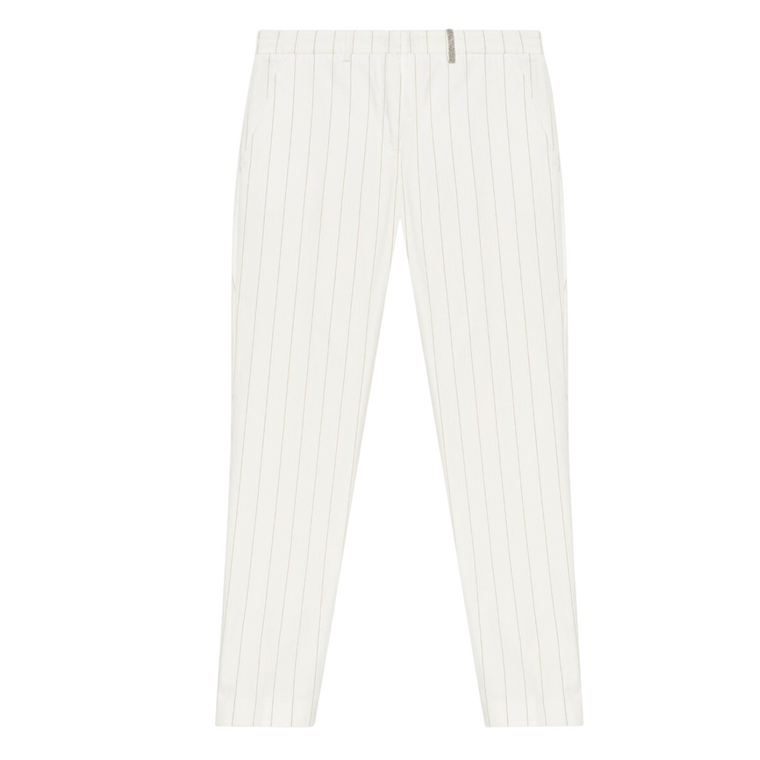 Fabiana Filippi Pinstripe Pants in White and Cement, Size 42