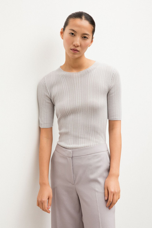 Iris Von Arnim Lono Superfine Cashmere Shirt in Cement, Size X-Small