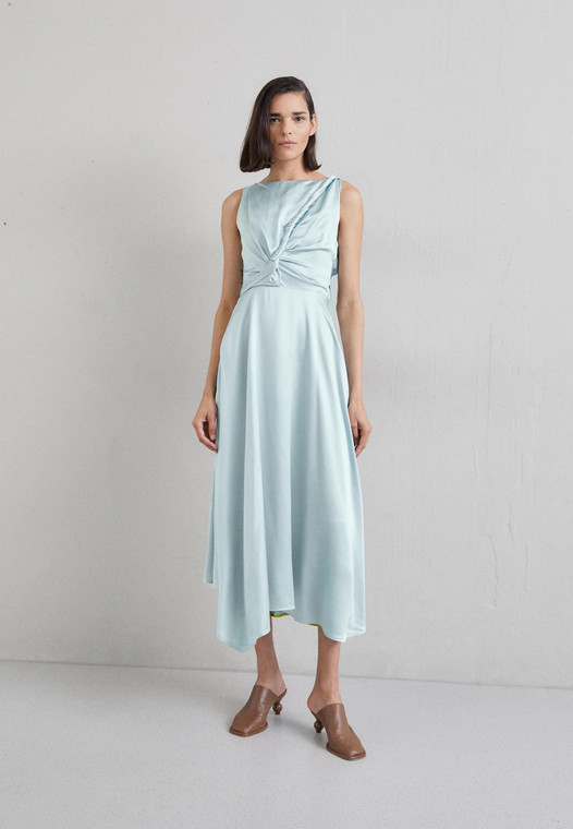 Roksanda Brida Silk Satin Dress in Saltwater, Size 4