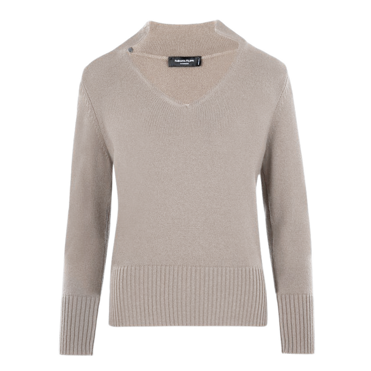Fabiana Filippi Cashmere Sweater in Tan, Size 44