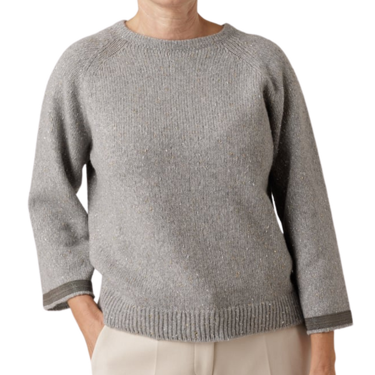 Fabiana Filippi Cashmere Blend Sweater in Rock Grey, Size 42