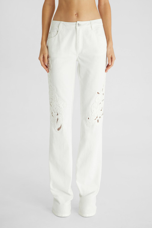 Ermanno Scervino Bootcut Pants with Sangallo Lace Cut-Outs