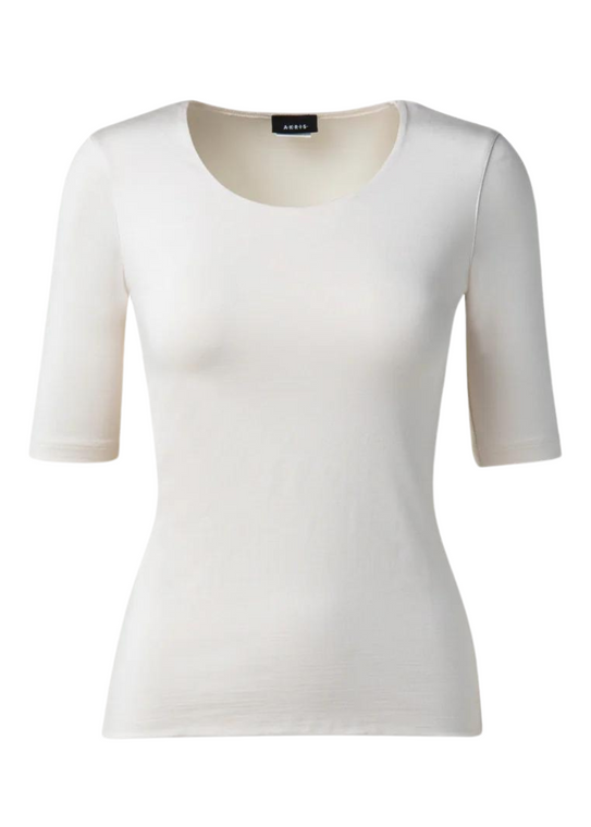 Akris 3/4 Length Sleeve Shirt from Silk Jersey in Off White