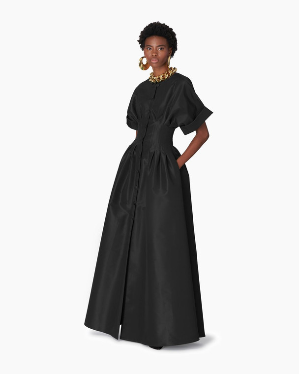 *VIRTUAL TRUNK SHOW - ICON COLLECTION* Carolina Herrera Rolled Sleeves Button-Front Gown