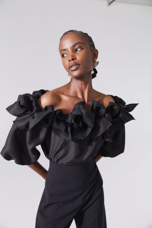 *VIRTUAL TRUNK SHOW - CHALET 2025 COLLECTION* Carolina Herrera Off Shoulder Puff Sleeve Top with Bow Detail