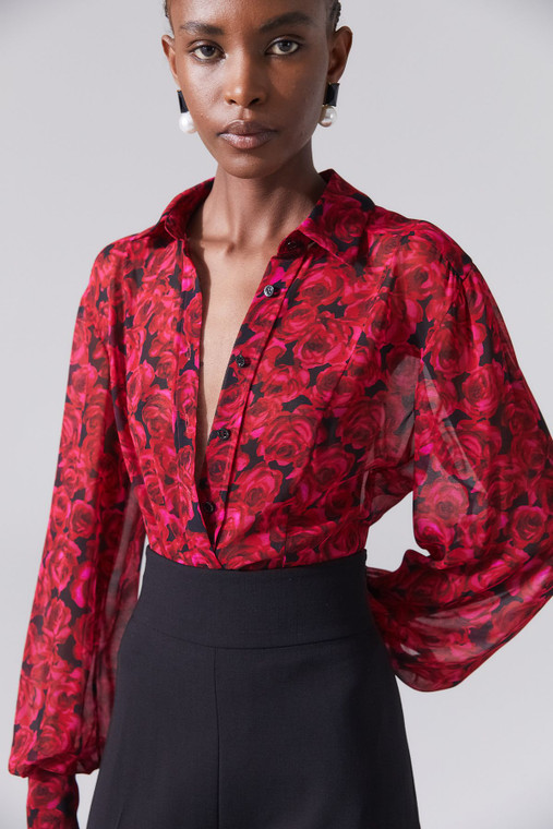 *VIRTUAL TRUNK SHOW - CHALET 2025 COLLECTION* Carolina Herrera Classic Long Sleeve Button Down Blouse