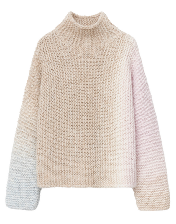 *COMING SOON* Iris Von Arnim Pastell Rainbow Cashmere-Silk Sweater in Rose/Alabaster
