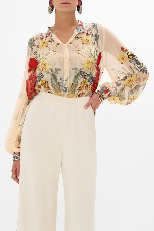 Camilla High Neck Button Through Blouse in Etched Into Eternity, Size Small
