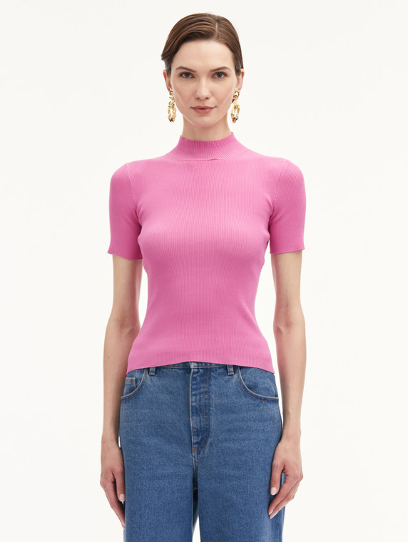 *VIRTUAL TRUNK SHOW* Oscar de la Renta Short Sleeve Mock Neck Pullover in Rosehip