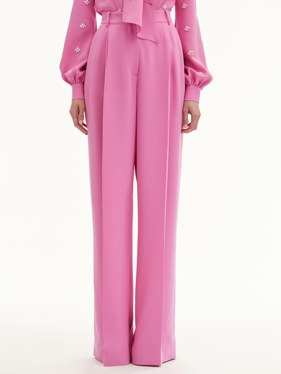 *VIRTUAL TRUNK SHOW* Oscar de la Renta Wide Leg Silk Georgette Pants in Rosehip