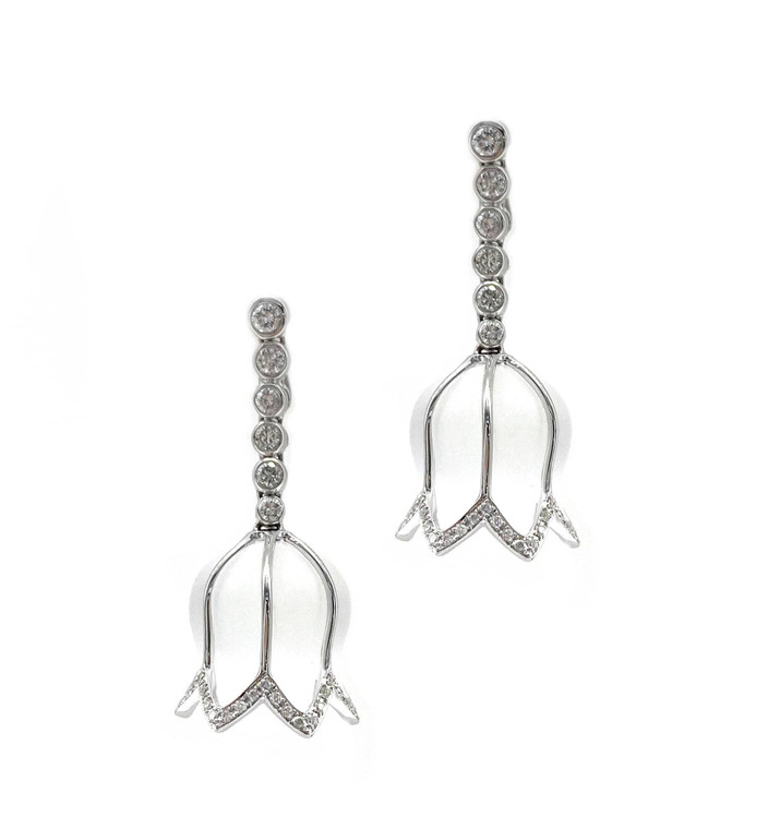 *VIRTUAL JEWELRY TRUNK SHOW* COOMI 18K White Gold Trinity Contemporary Flower Drop Earrings