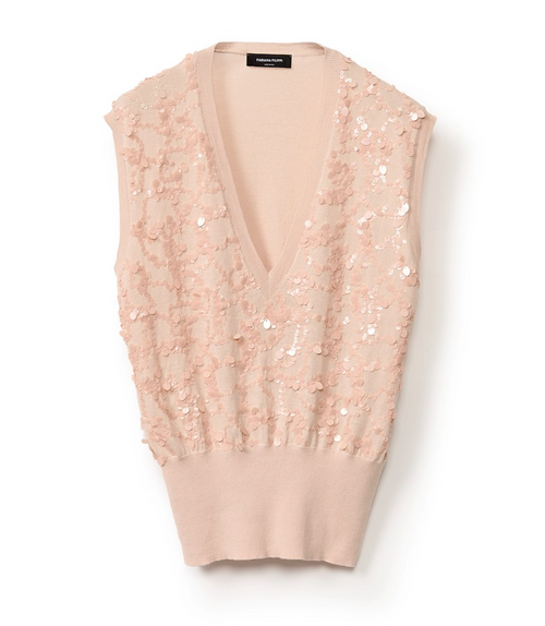 アウターその他 FABIANA FILIPPI Woman Waistcoat Pink MAD265F105L160 VR1 Fabiana Filippi Sequin Wool Cotton Vest in Powder