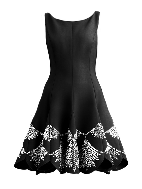 Oscar de la Renta Sleeveless Embellished Hem Dress in Black