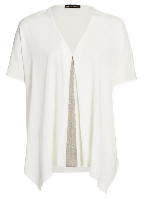 Fabiana Filippi Bead Embellished Top in White, Size 46