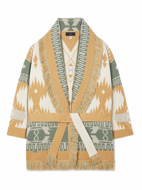 ALANUI Icon Jacquard Cardigan in Off White Multicolor