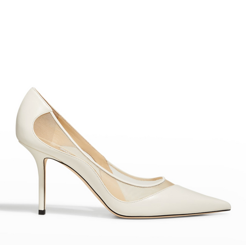 Jimmy Choo Love 85 Leather and Mesh Pumps in Latte/Natural