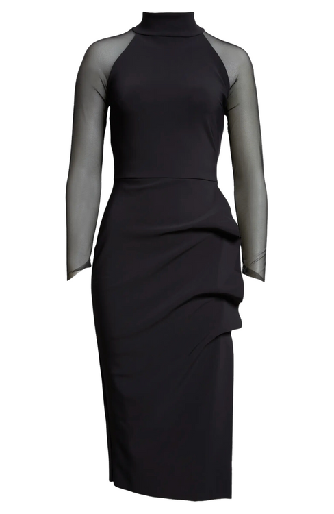 Chiara Boni La Petite Robe Maylys Illusion Dress in Black, Size 40/42/46