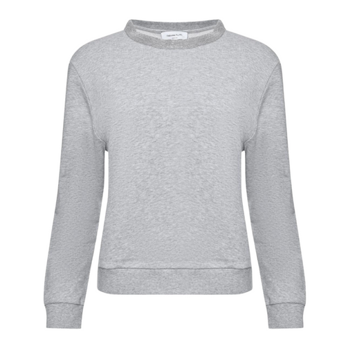 Fabiana Filippi Long Sleeve Embellished Collar Sweatshirt in Granite