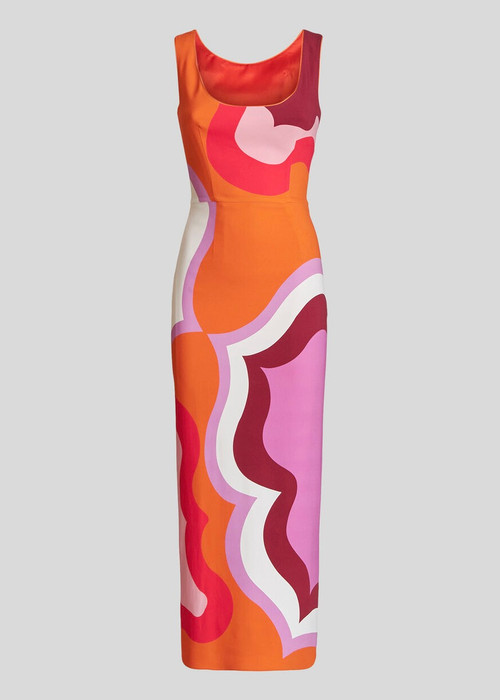 Etro Sheath Dress with Color Block Pattern in Orange