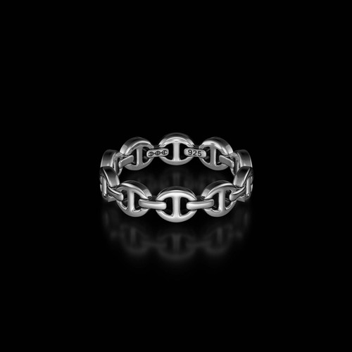 Hoorsenbuhs Sterling Silver Micro Dame Tri-Link III Ring