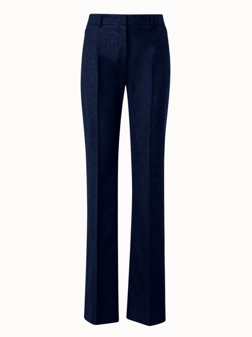 Akris Farida Striped Wool Bootcut Trouser Pants in Navy Denim