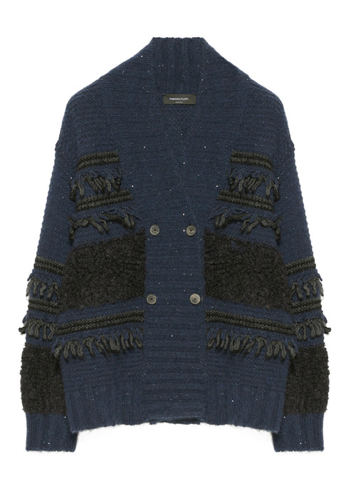 ※美品※ FABIANA FILIPPI コットンブレンド ネイビーカーディガン _MAD223F413-0000-H824-