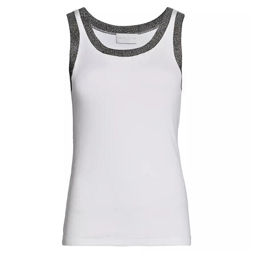 Fabiana Filippi Organic Cotton Tank Top in White/Blackboard