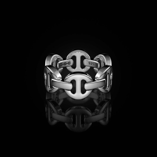Hoorsenbuhs Sterling Silver Brute Classic Tri-Link Ring