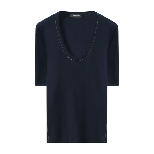 Tシャツ・カットソー FABIANA FILIPPI MAD265F011L165_825 Shirts Sweater Fabiana Filippi Elbow Sleeve Scoop Neck Ribbed T-Shirt in