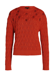 Loro Piana Women's Cotton Girocollo Valencia Sweater in Orange/Red Rose, Size Small