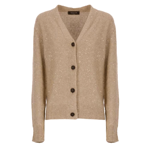 Fabiana Filippi Sequined Cardigan in Camel